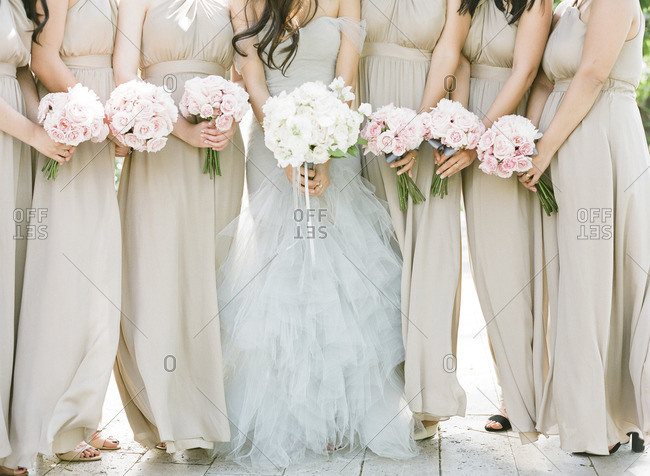 Six bridesmaids and the bride