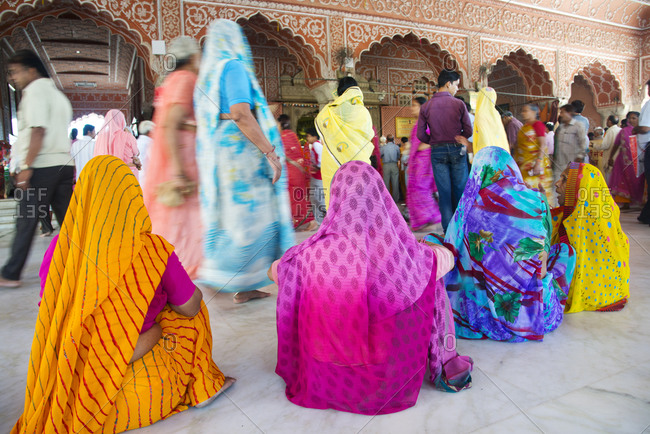 Worshippers at a Hindu temple in Jaipur, Rajasthan, India