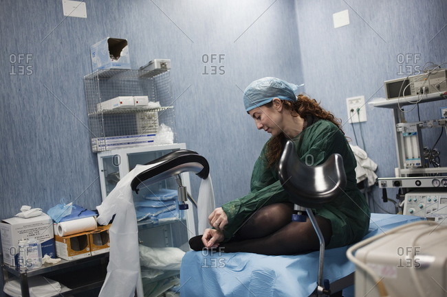 Woman waiting for an artificial insemination in a hospital