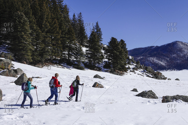 Snow shoeing in winter