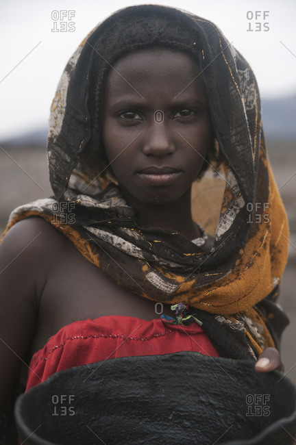 Danakil, Ethiopia - August 27, 2011: <b>An Afar</b> girl posing <b>...</b> - offset_112310