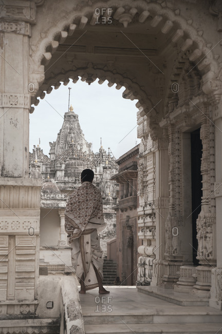 Jain pilgrim at the temples of Shatrunjaya, Gujarat, India