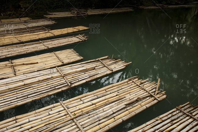 Bamboo rafts on a river