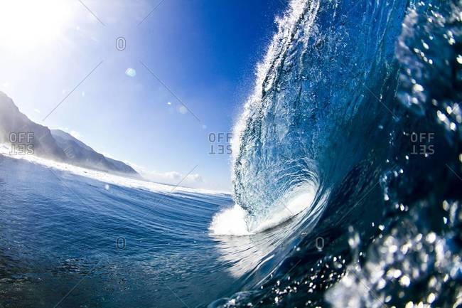 Breaking wave at Teahupoo in Tahiti