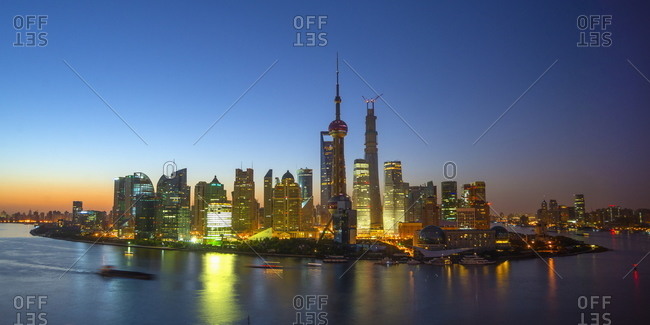 Financial District skyline including Oriental Pearl Tower and Shanghai Tower