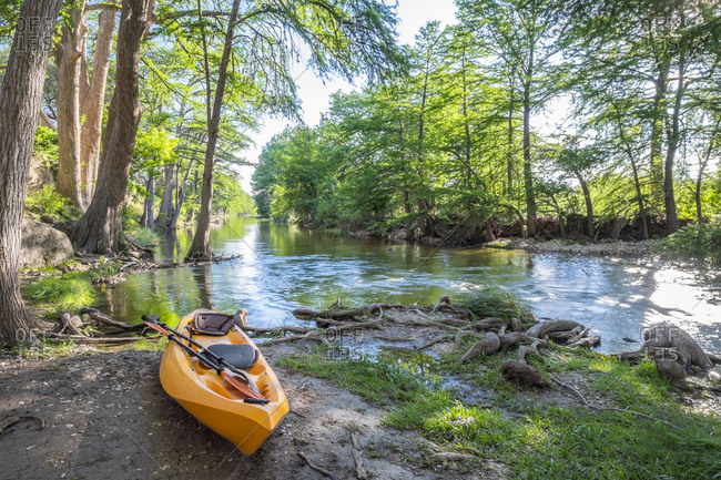 Kayak on the shore of Frio River