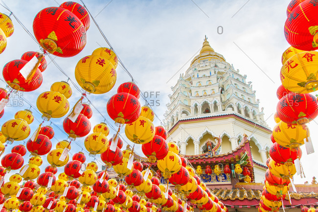 Chinese New Year lanterns at Kek Lok Si temple, George Town, Penang, Malaysia