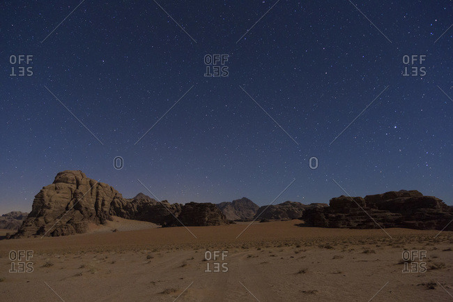 Starry sky, Wadi Rum desert, Jordan