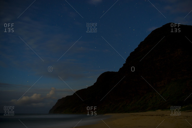The night sky from Polihale State Park on the island of Kauai