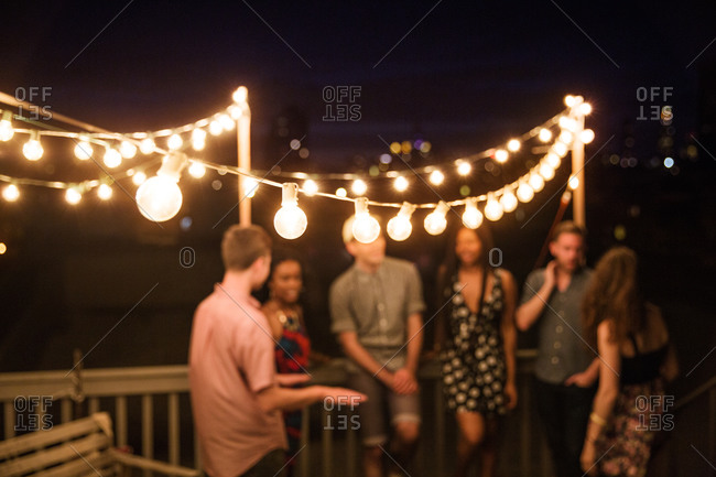 Lighting at a rooftop party, Brooklyn