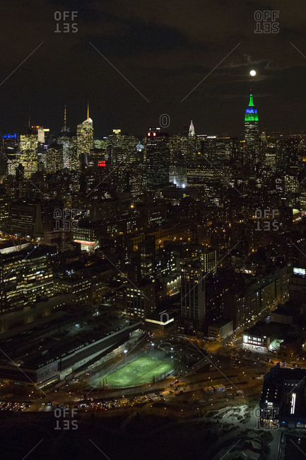 Cityscape of New York City at night, USA