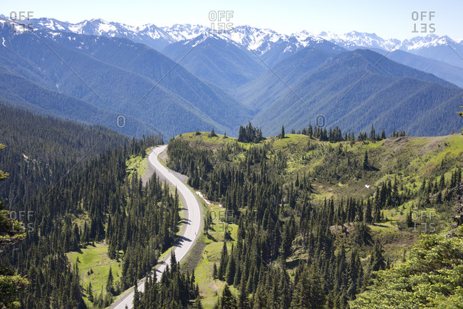 The road leading to Hurricane Ridge in Olympic National Park, Port Angeles, Washington, USA