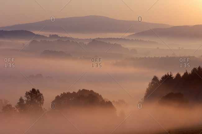 Morning mood with mist at sunrise