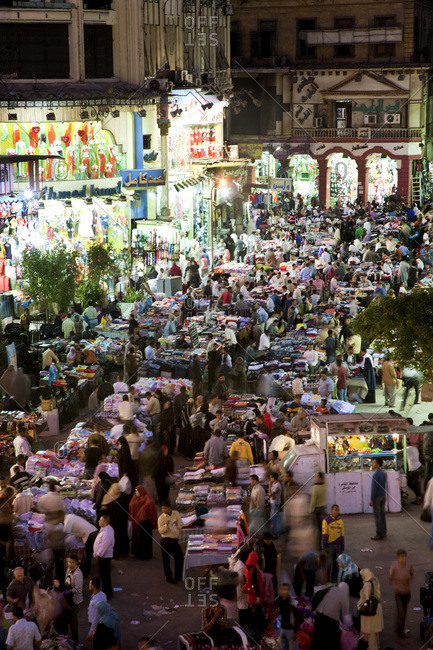 Market at night in downtown Cairo, Egypt
