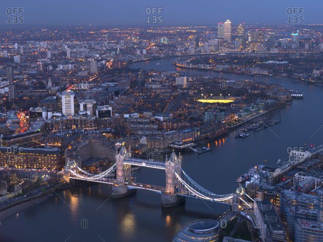 Aerial photo showing Tower Bridge