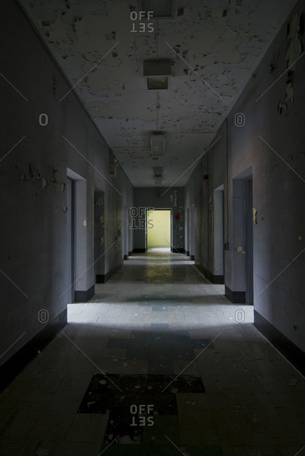Hallway inside an abandoned building