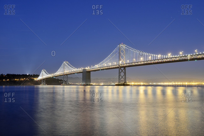 Oakland Bay Bridge and Yerba Buena Island at night