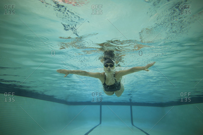 Athlete training in a swimming pool