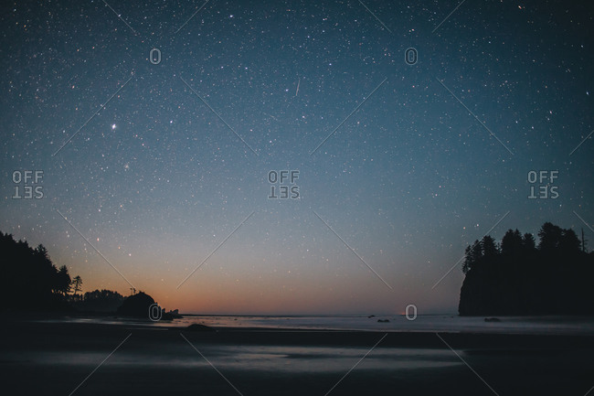 Stars over the sea off Second Beach, Olympic National Park, Washington
