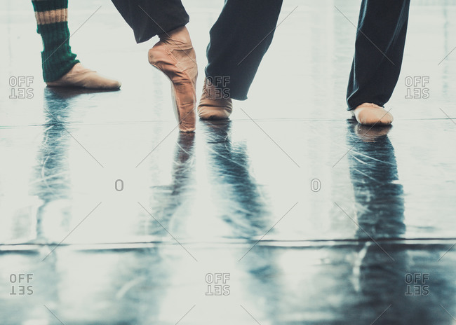 Dancers warming up their feet
