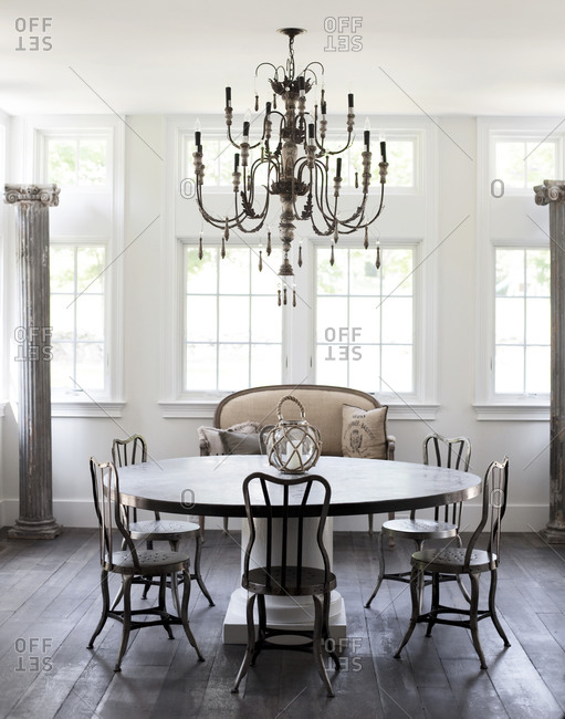 Elegant dining room with a chandelier