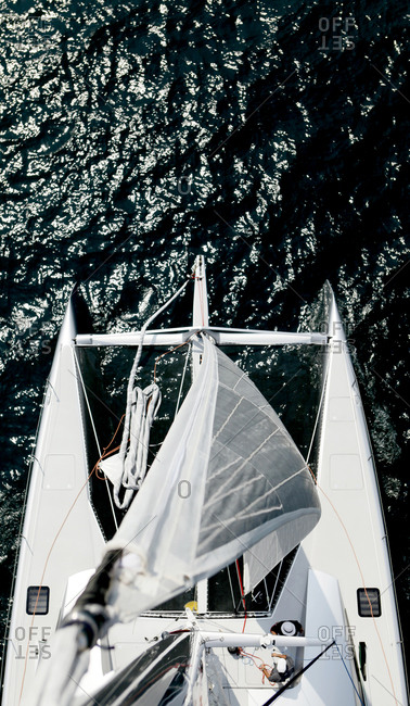View of a sail rope, part of a luxury sailing boat, Hong Kong