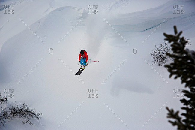 Person skiing, high angle view