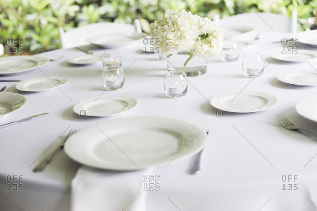 A table set for dinner at a wedding