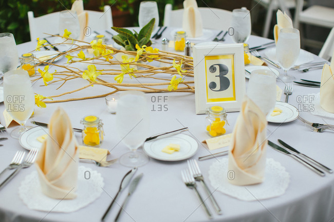 Set table at a wedding reception