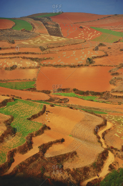 View of the Red Earth area in Yunnan, China
