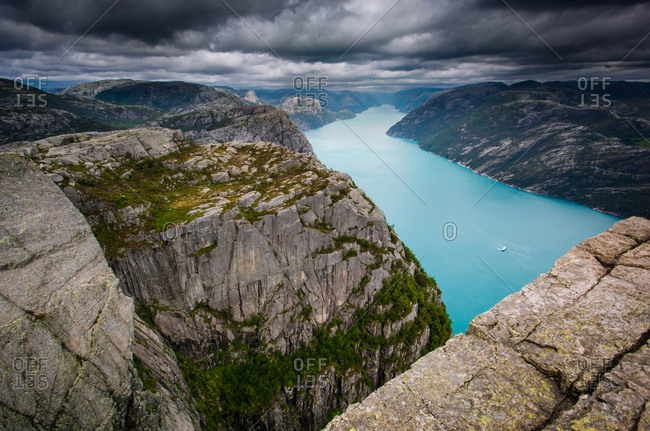 A fjord in Norwegian mountains