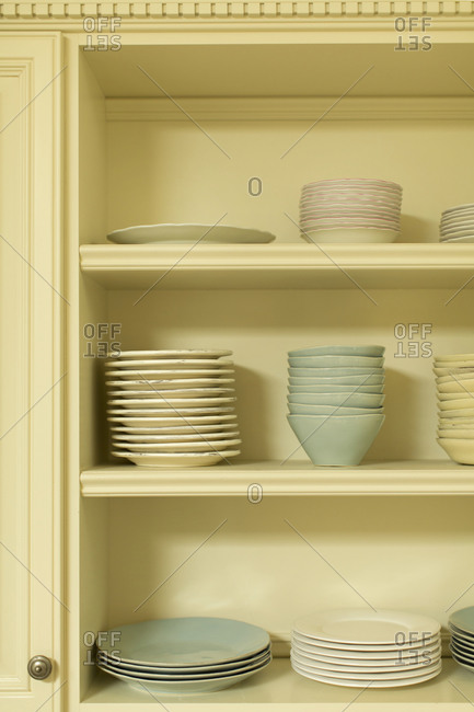 Dishes in a cupboard