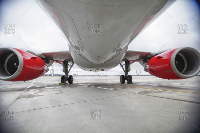Low angle view of an airliner at the International Airport in Poland