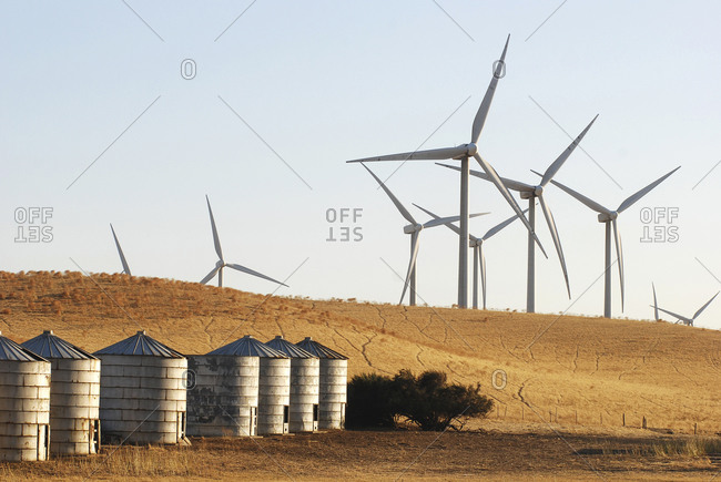 Wind farm with agricultural silos