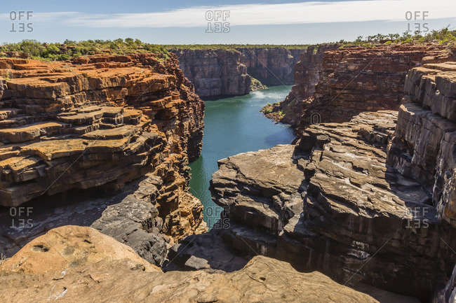The sandstone cliffs of the King George River, Koolama Bay, Kimberley, Western Australia, Australia