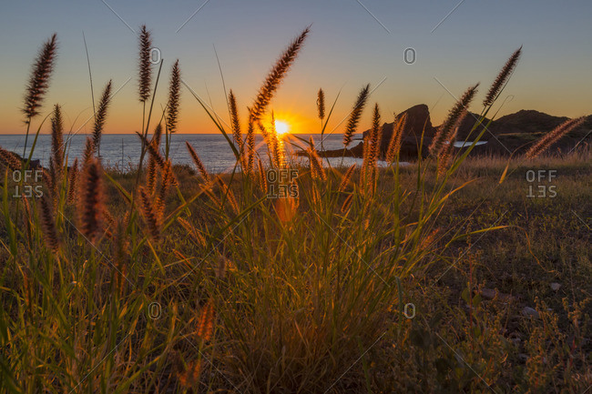 Sunset along the shoreline at Himalaya Beach, Sonora, Mexico, North America