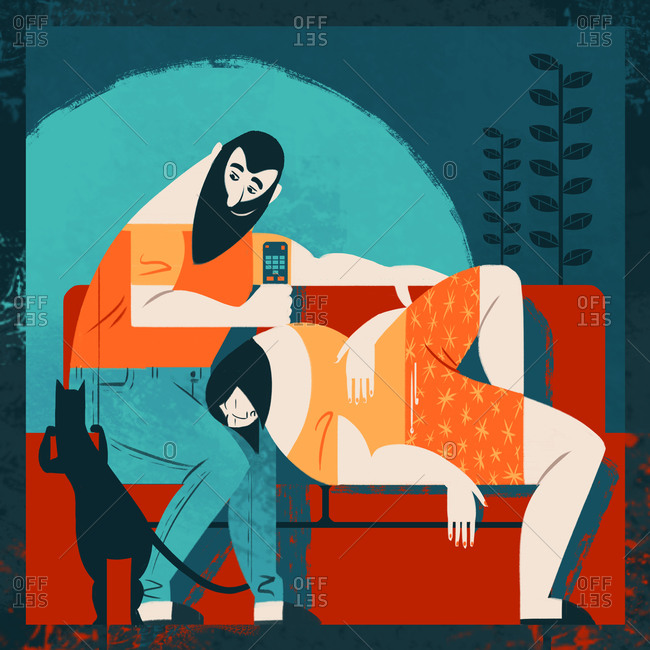 Couple relaxing on a couch
