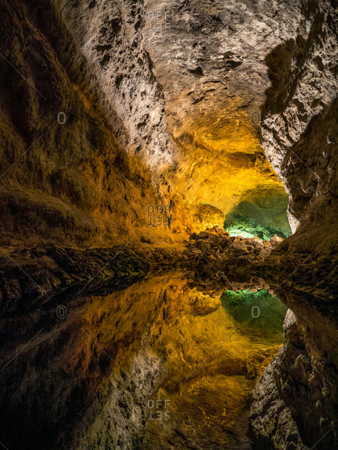 Reflection inside volcanic cave