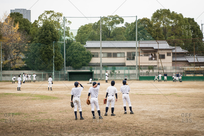 Boys playing baseball, Takatsuki, Japan