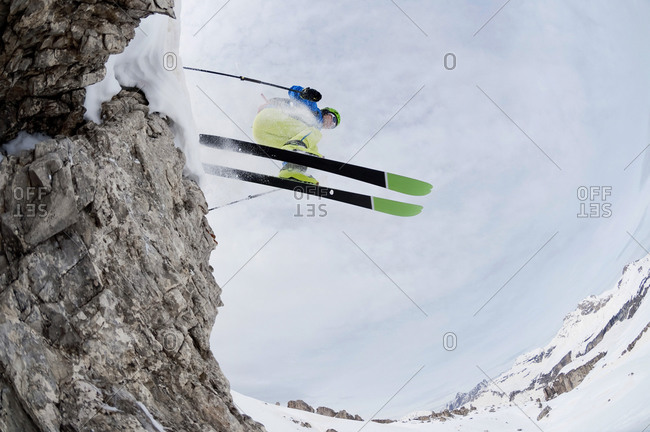 Man skiing downhill, Santa Cristina, Valgardena, Alto Adige, Italy