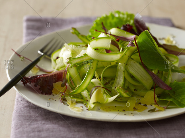 Shaved asparagus salad with micro-greens