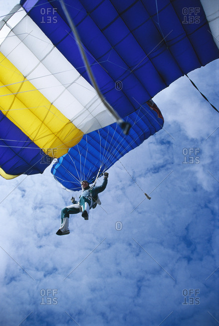 Parachute jumper in the air