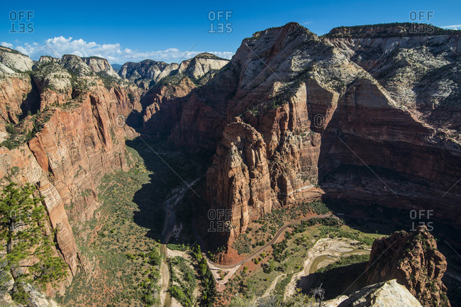 View over the Zion National Park from Angel\'s Landing, Zion National Park, Utah, United States of America, North America