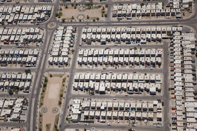 Aerial view of a residential area in Mexico