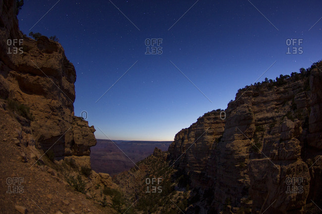 The Grand Canyon in Arizona at night