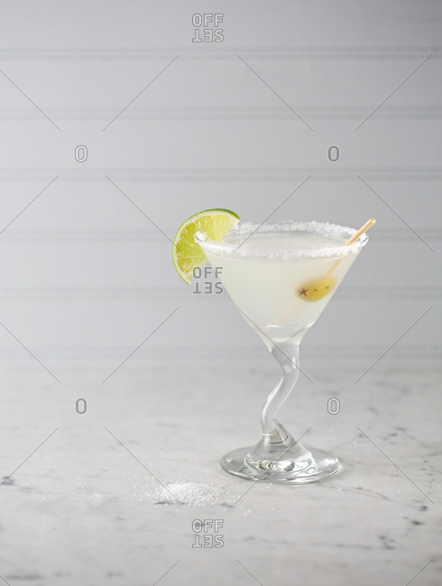 Cocktail served in a salt-rimmed glass