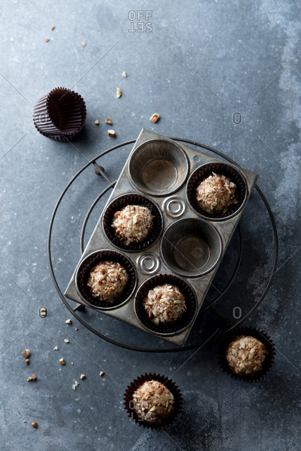 Bourbon ball deserts in cupcake liners