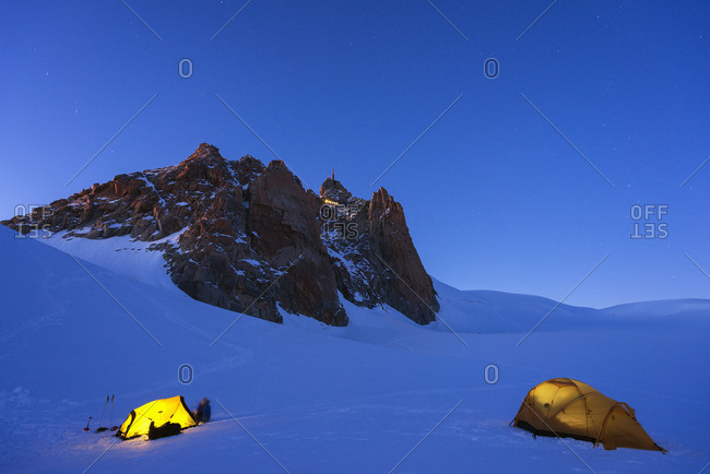 Tents at Col du Midi on Mont Blanc, France