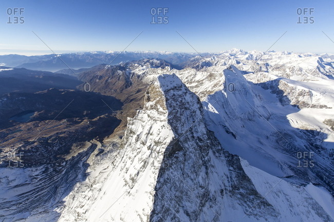 The snowy Matterhorn in the Swiss Alps