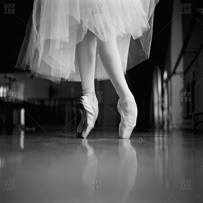 Knees-down shot of a ballet dancer